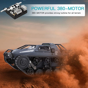  ماشین کنترلی شارژی تانک پلیس آفرود طوسی آب و خاک Remote Control Off-Road Police Tank 1:12 -اسباب بازی
